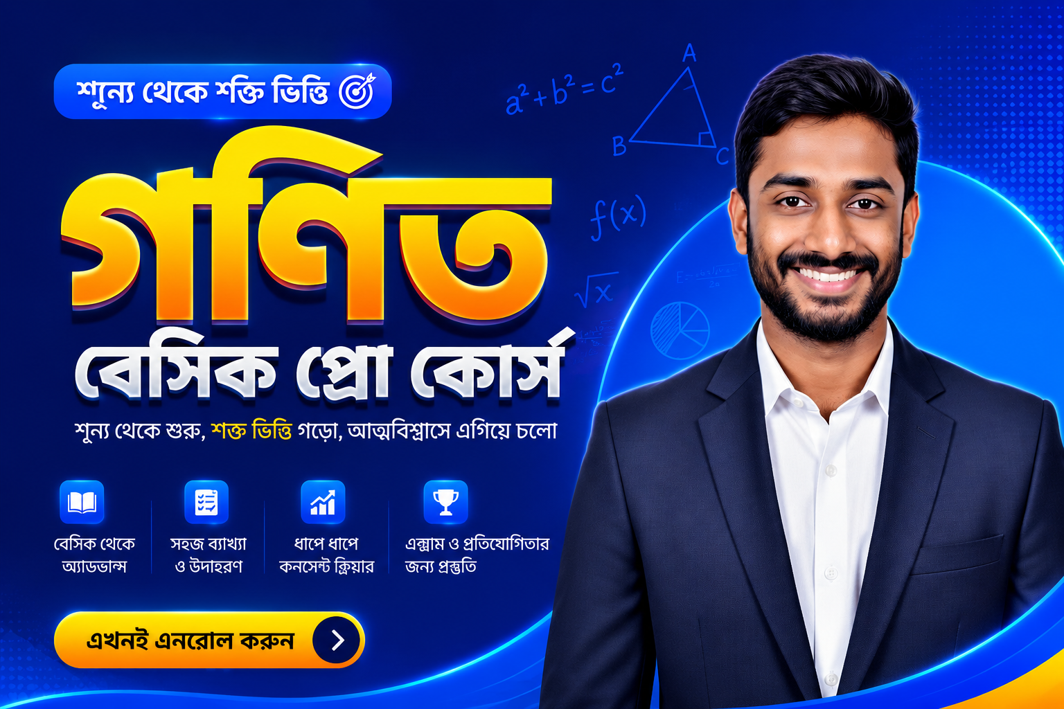 যোগ • বিয়োগ • গুণ • ভাগ • ঐকিক নিয়ম • সাধারণ ভগ্নাংশ